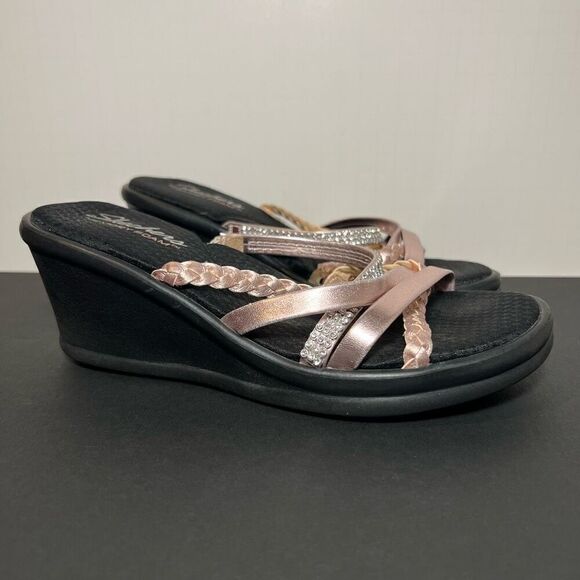 Womens SKECHERS Rumblers Wild Child Rhinestone Wedge Sandals / Size 8 - Picture 1 of 8